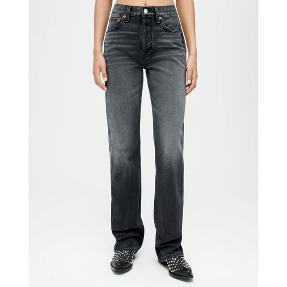 Re/Done Denim - Re/Done 90s High Rise Loose Jeans Active Black Size 27